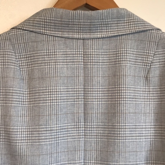 Domani by Niccolini vintage plaid blazer light blue white brown medium - Picture 6 of 11